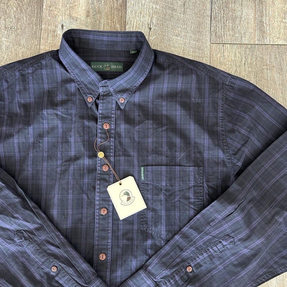 Duck Head Men's Plaid Button-Down‎ Shirt XL NWT Purple Designer Outdoors